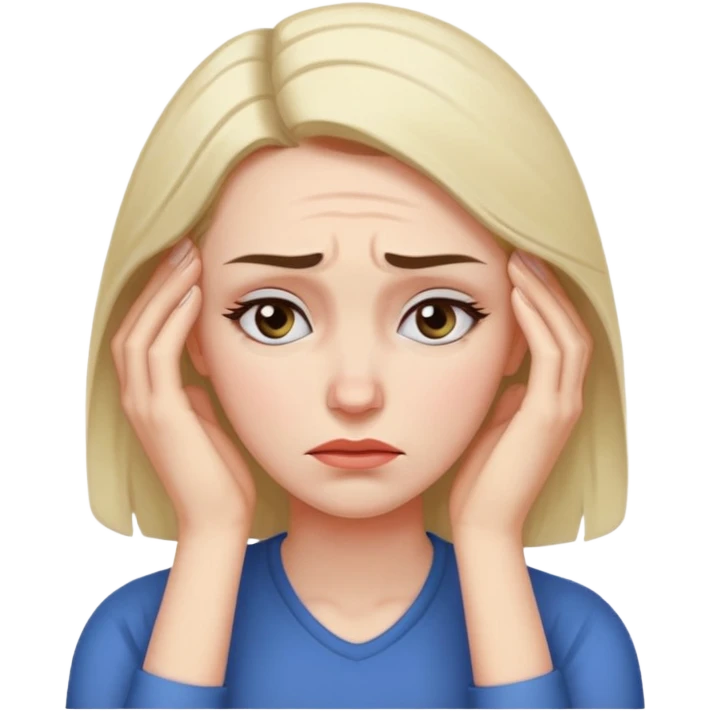 the emotional female emoji with a furrowed brow and her hand on her forehead emoji
