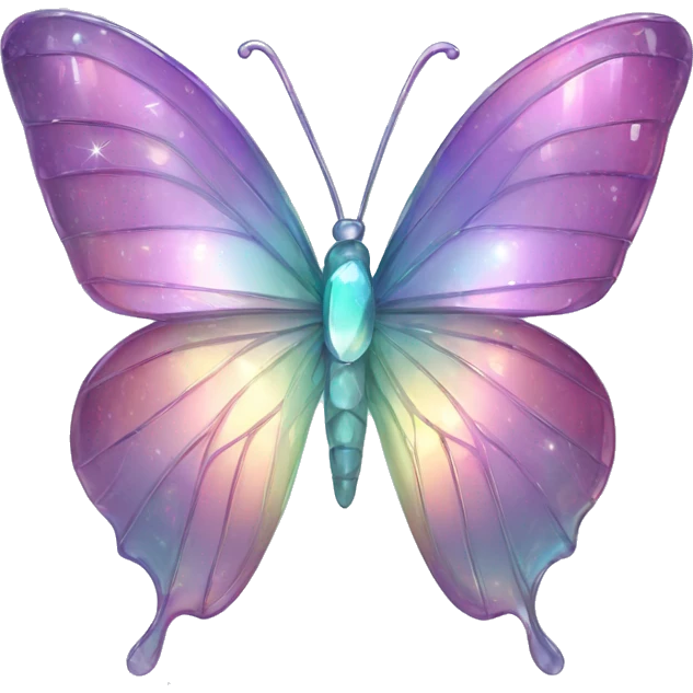 Sparkly glossy Pastel iridescent glass crystal butterfly emoji