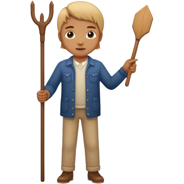 Standing up with a stick pointing to the ground emoji