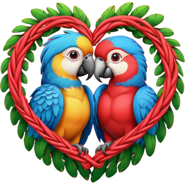 heart wreath kiss parrot emoji