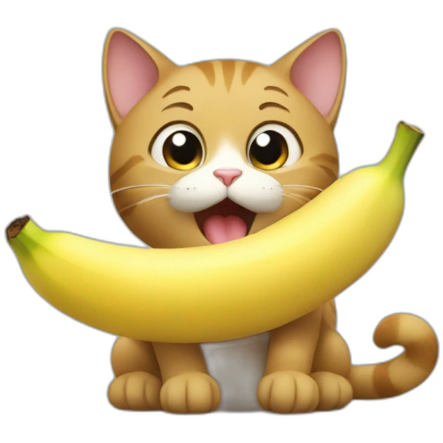 Cat eating banana emoji