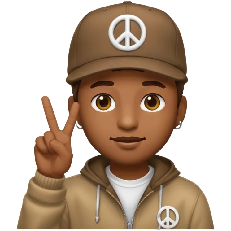 rapper emoji throwing up peace sign, wearing a cap emoji