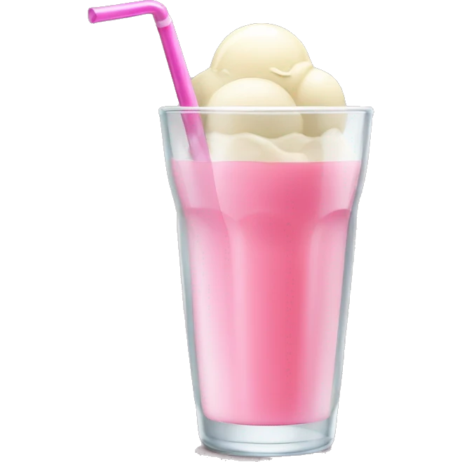 A drink served in a tall tumbler glass. It has one part grenadine at the base, pink white wine in the rest of the glass only white ice cream on the top of the glass. It has a plastic drinking straw emoji