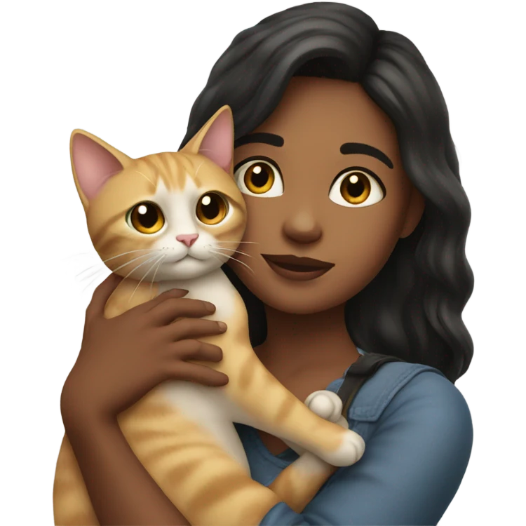 Beatiful girl with a cat  emoji