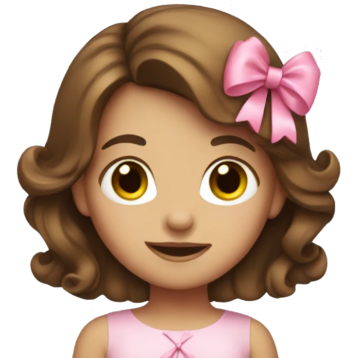 Brown haired girl with pink bow emoji