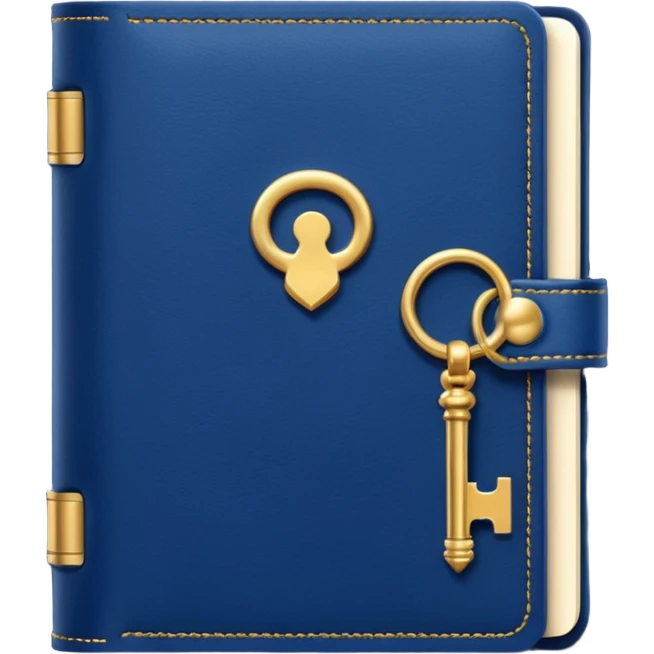 Navy blue diary with a key emoji