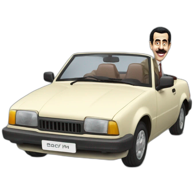 Borat driving mr. Bean's car emoji