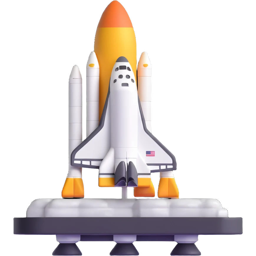 space shuttle emoji on the launchpad emoji