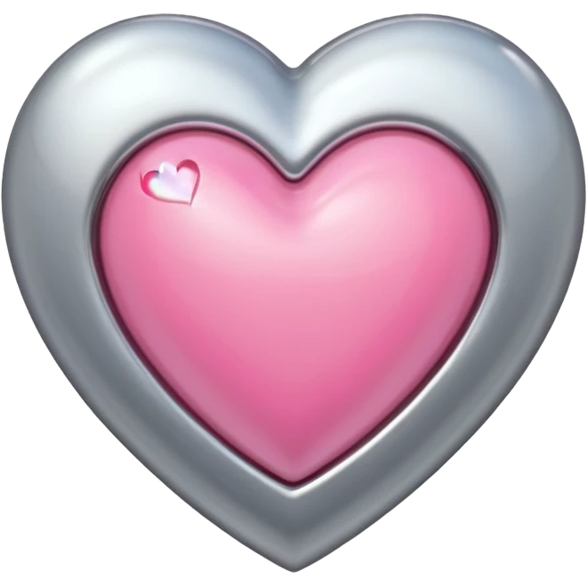 platinum heart with one mini pink heart inside of it  emoji