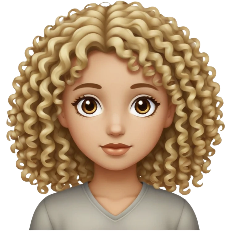 Girl with curly hair dark with light blonde, dark eyes  emoji