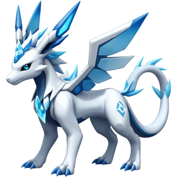 Modern Kyurem-reshiram-Glaceon-dialga-suicune-hybrid, full body emoji