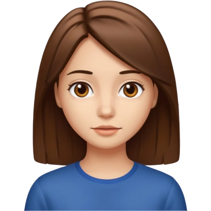 Girl with mid length straight brown hair emoji
