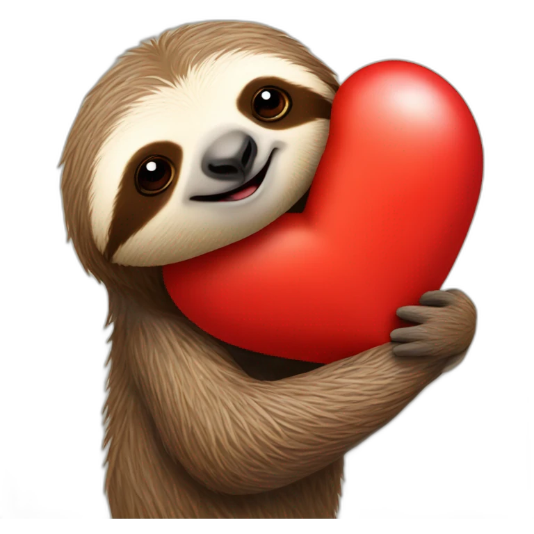 Sloth kissing red heart  emoji