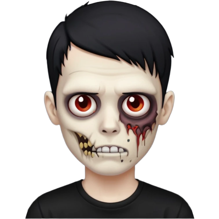 Zombie boy with emo black hair and a black shirt emoji