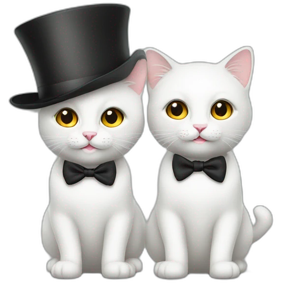 Twee witte katten in party kleding emoji