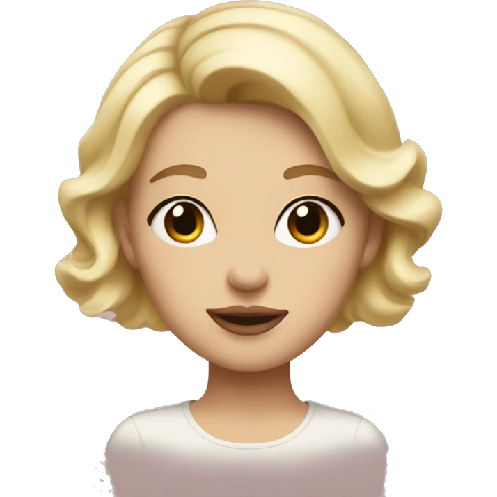 Blonde girl with short hair and dusty pink lips happy emoji