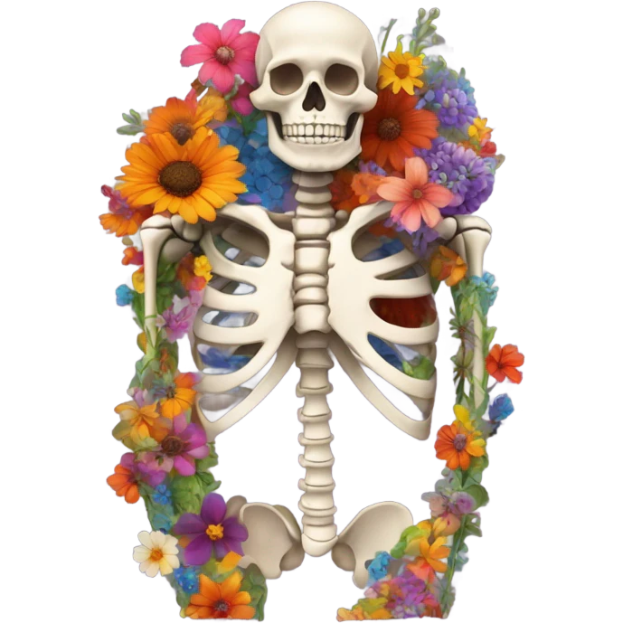 Skeleton full of flowers in the thoracic cavity  emoji