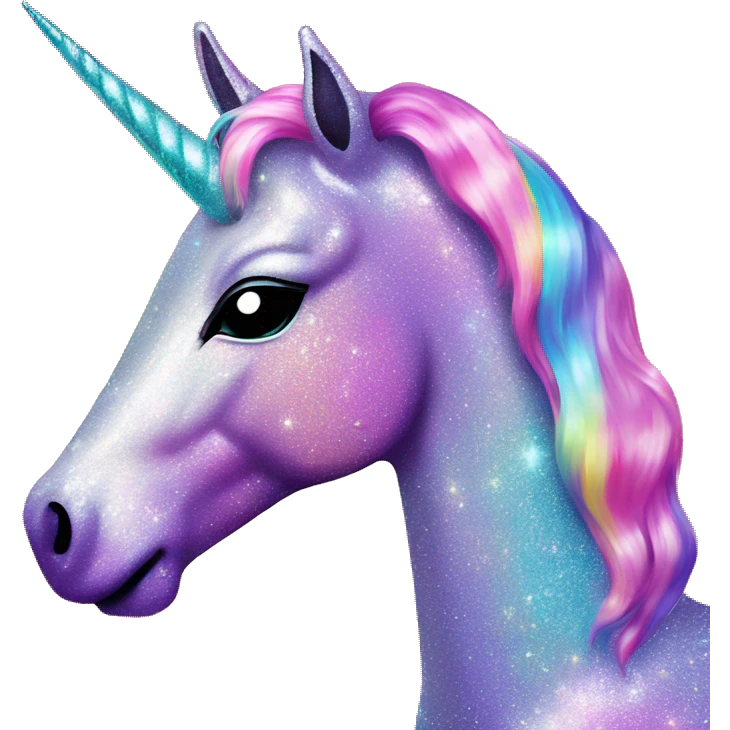 Glittery Lisa Frank unicorn  emoji
