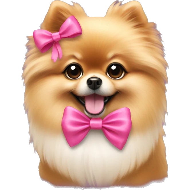pomeranian dog with pink bow emoji