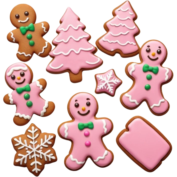 christmas gingerbreads pastel pink emoji