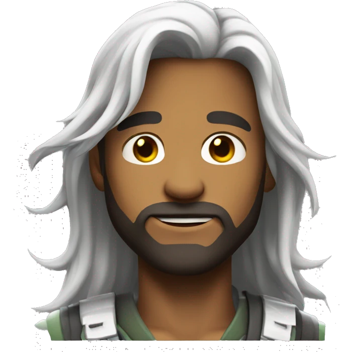 Video game character with long hair man emoji
