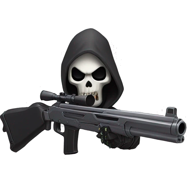 reaper from overwatch, holding his twin shotgun, shooting his ultimate move death blossom emoji