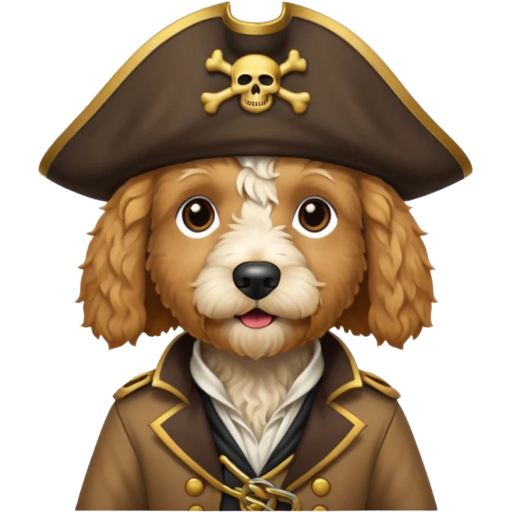 Can you make me a goldendoodle dressed as a pirate emoji