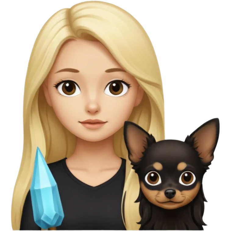 Chico pelo largo rubio.chica pelo largo negro y chihuahua negro  emoji