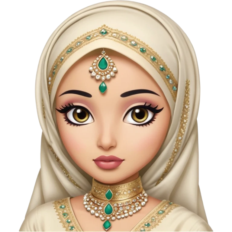 Pakistani, pretty lips, pakistani bridal clothes, light skin, hijab, jewelry pretty bratz baddie, black eyeliner emoji