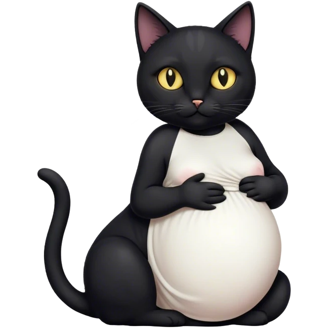 Black cat that is pregnant  emoji
