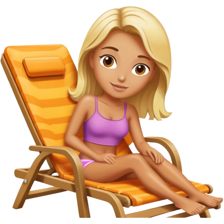 make a blonde girl on a tanning chair tanning emoji