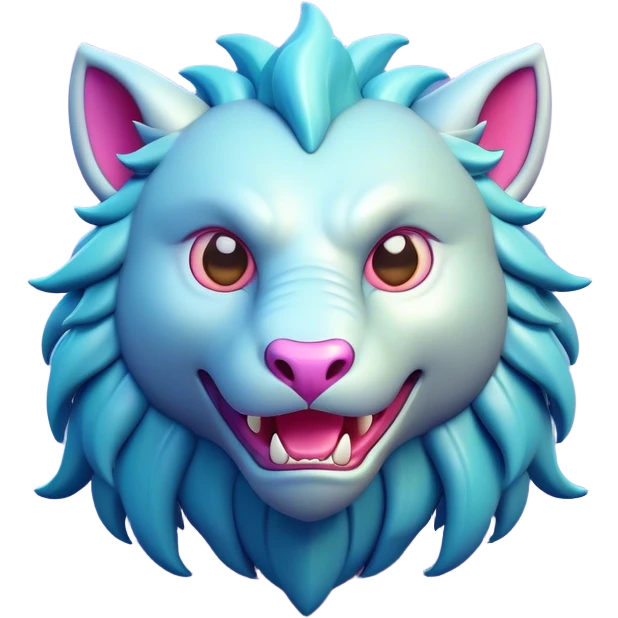 Clash of Clans aesthetic: Cinematic Playful Beast Emoji, rendered in a 3D vector-style similar to standard emojis with minimal shading and bold, simplified shapes. A compact, isometric mythical creature with wild, majestic features and fierce yet endearing eyes, softly glowing with a primal enchanted charm. Simplified yet unmistakably iconic, highly detailed and consistent, glowing with a soft radiant shine and high polish. Stylized with a touch of mythical wildness and a soft glowing outline, capturing the essence of a legendary beast with a friendly, playful allure! emoji