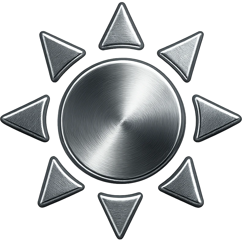 chrome style icon of a sun emoji