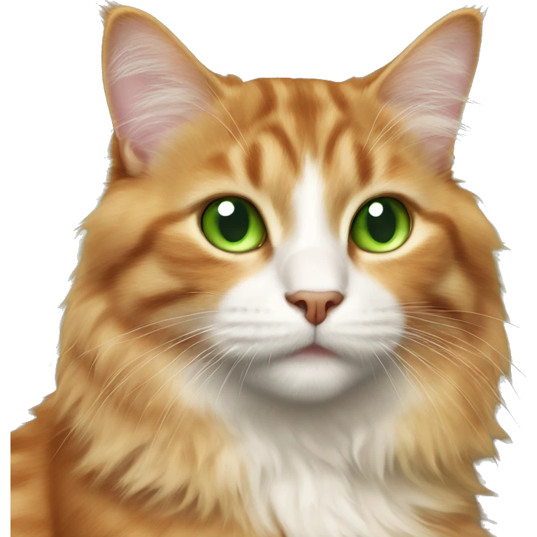 Orangish fluffy tabby female cat with green eyes emoji
