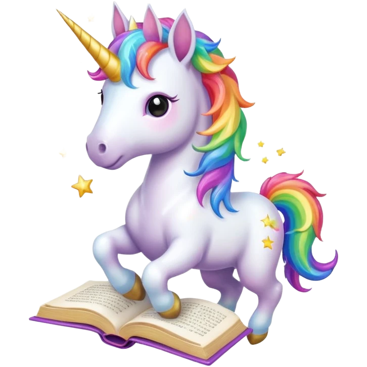 Unicorns read book
A full body of little majestic unicorn with rainbow mane holding an open book with magic sparks.












 emoji