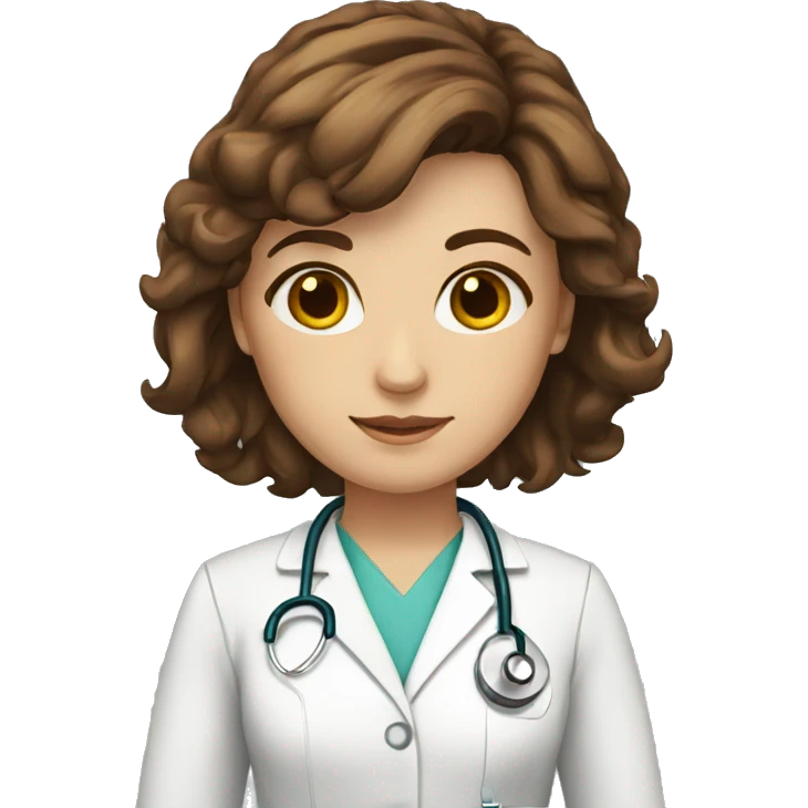 Doctor woman brown hair shoulderlength brown eyes  emoji