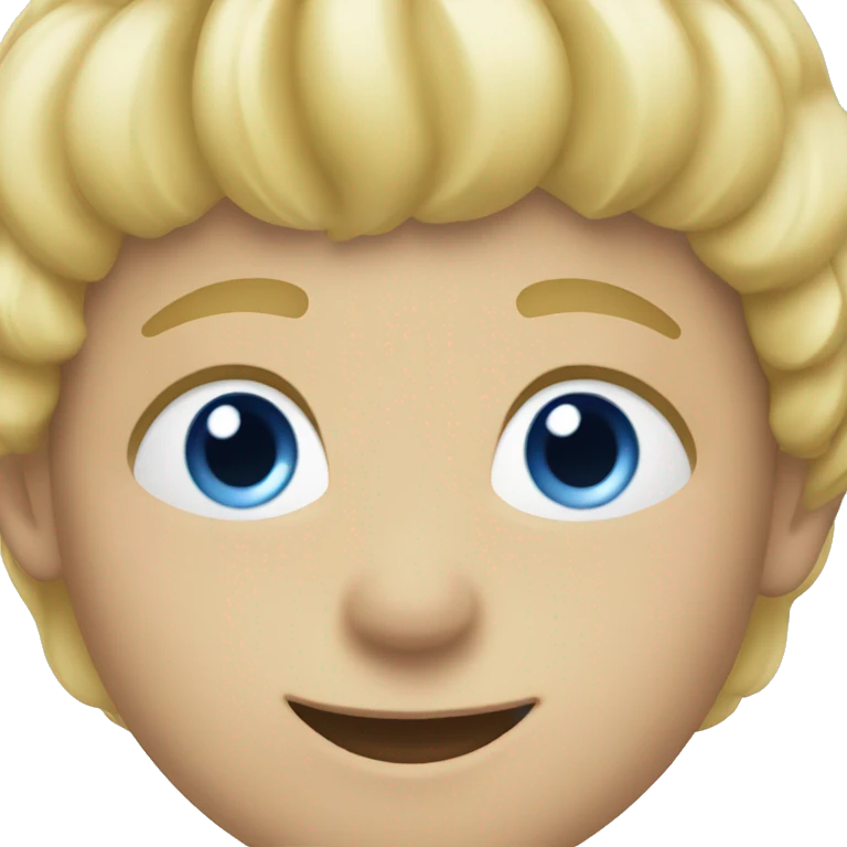 smiling blonde boy indoors with blue eyes  emoji