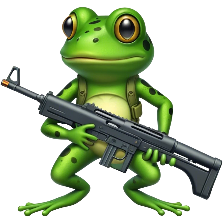 Frog with a sub machine gun emoji