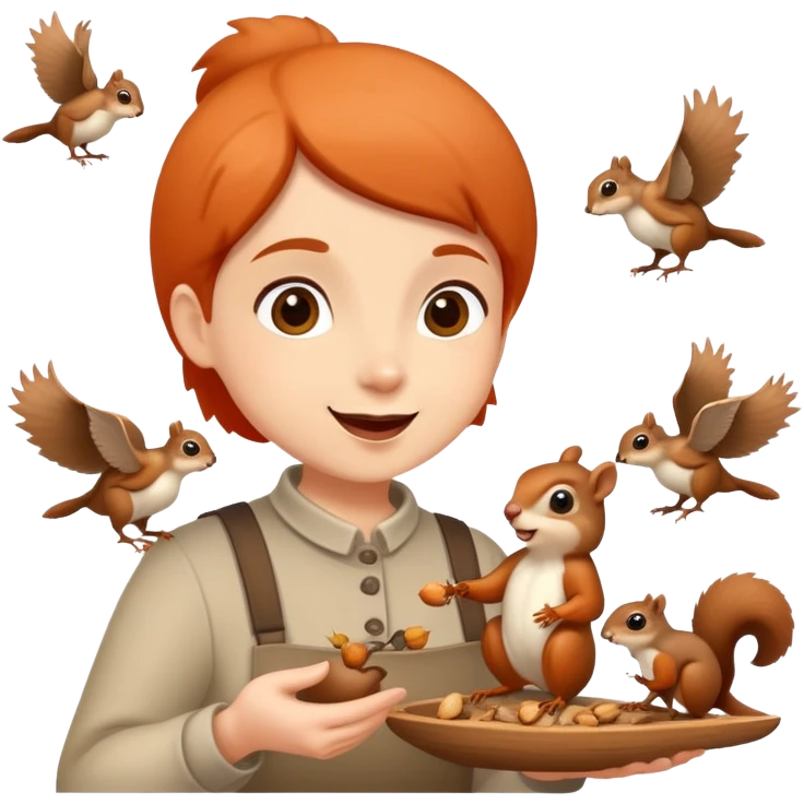 person feeding birds or squirrels, cheerful and caring emoji