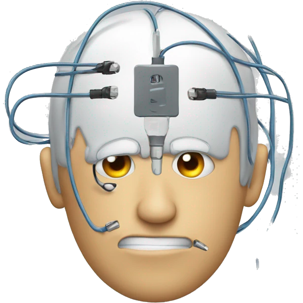 emoji thinking face with two electrodes in his head emoji