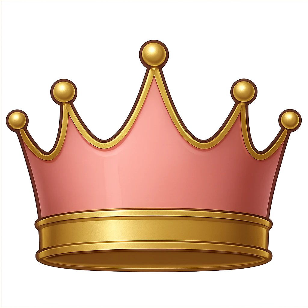 traditional pink crown with smooth finish and gold trim, straightforward elegant look emoji
