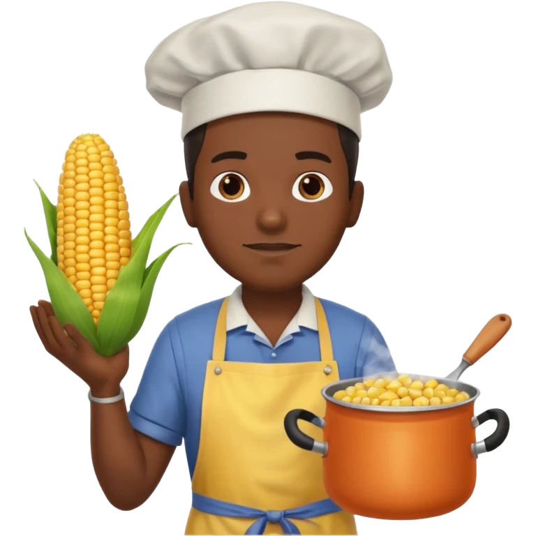BLACK MAN AND A COOK CORN POT emoji
