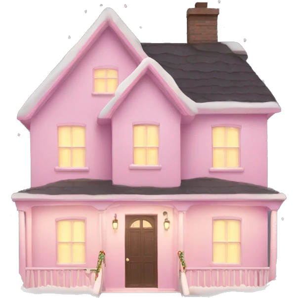 House with light pink Christmas lights  emoji