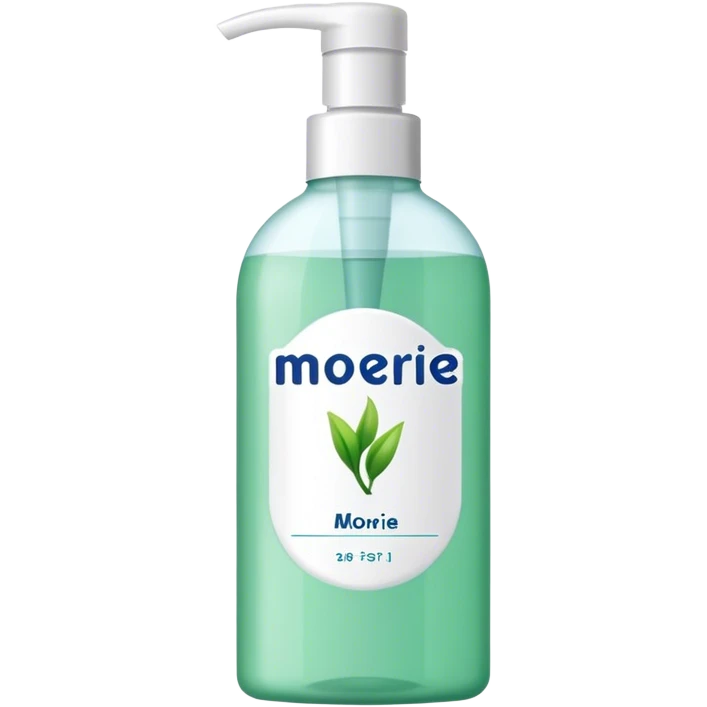 shampoo bottle with name "Moerie" emoji
