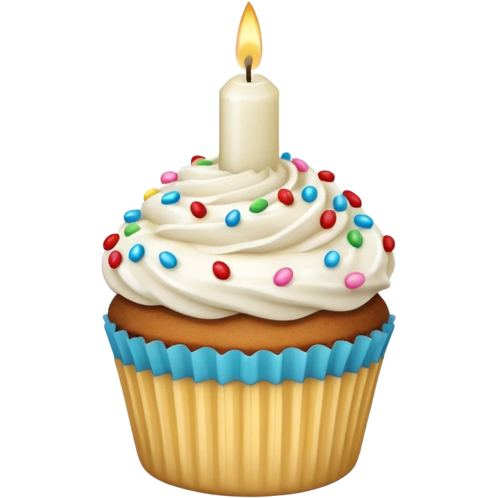 white candle with a cupcake emoji