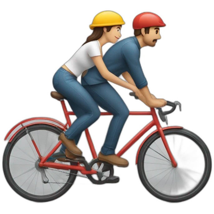 hombre y mujer montando en una bicicleta cada uno separados emoji