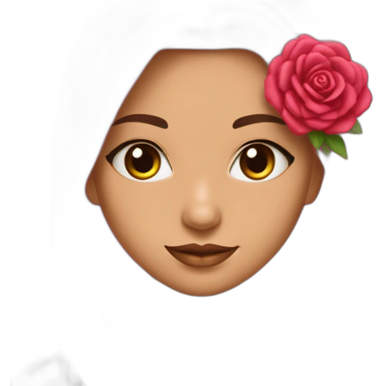 Chica morena con pelo más largo de un lado con mechas rosas emoji