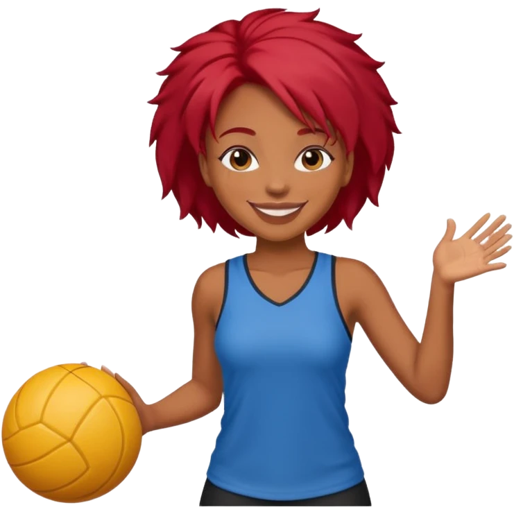black woman who play ball with red hair emoji