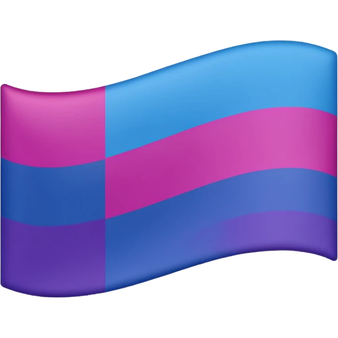 La bandera bisexual (lleva 3 franjas: la de arriba color magenta, abajo azul y en medio morada) emoji