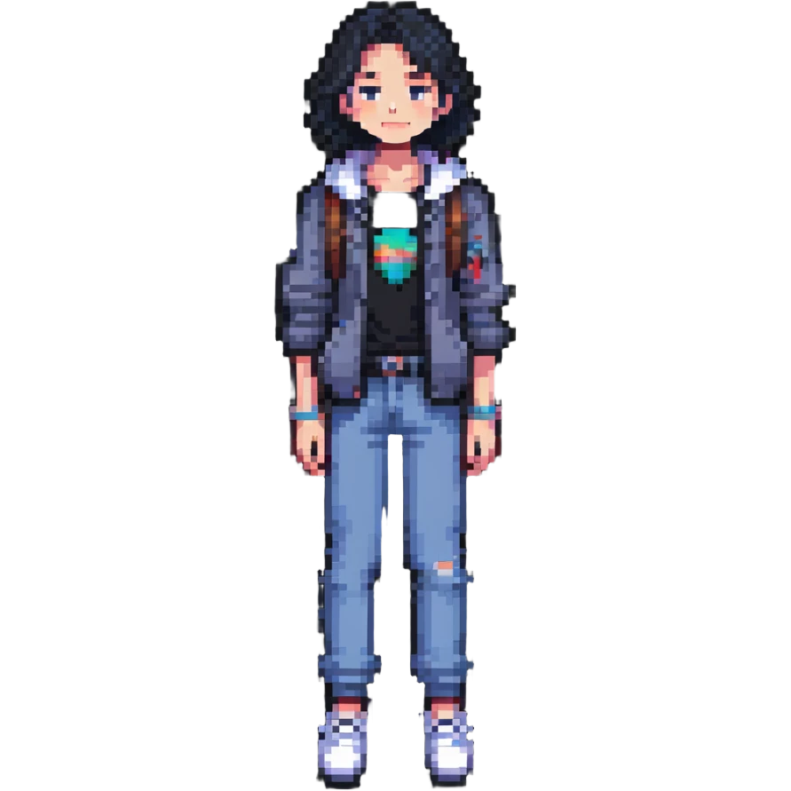 Pixel art person in casual outfit, full body emoji